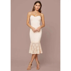 Bebe Strapless Scuba Midi Dress Pale Blush Pink Size Medium Women’s